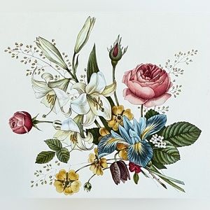 Vtg PIMPERNEL “5 Floral Spray” Set of 4 Traditional Cork-Backed Place Mats.